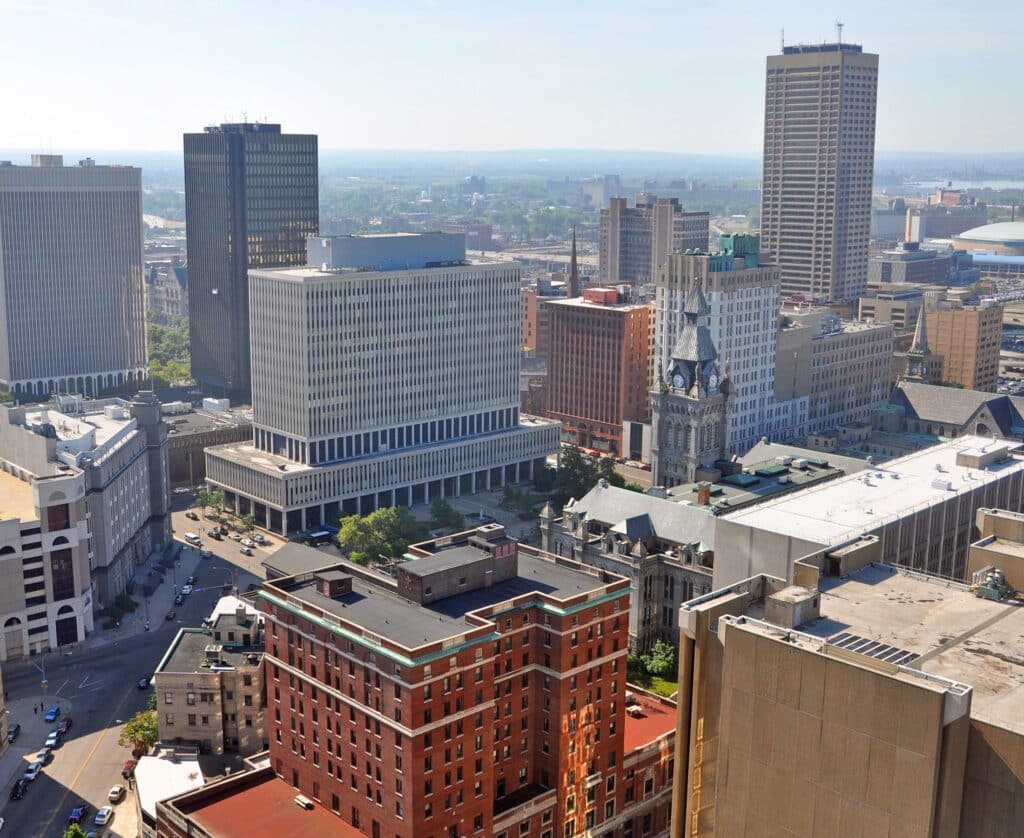 Buffalo City aerial view from the top of the City Hall